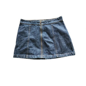 Altar'd State Womens Dark Wash Denim Jean Zip Mini Skirt Dark Blue Size Medium
